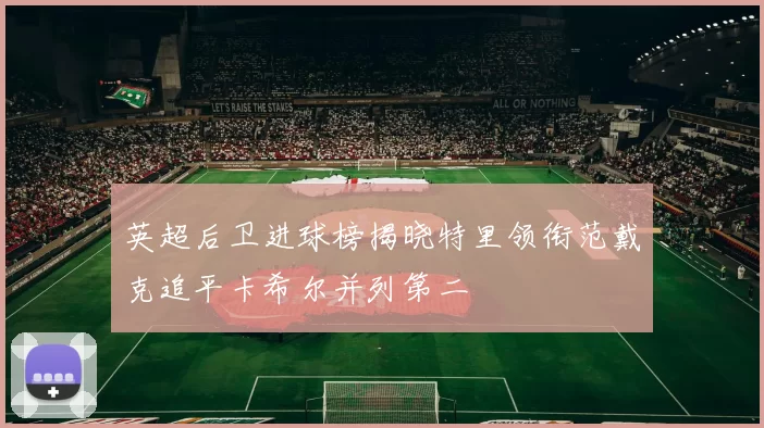 英超后卫进球榜揭晓特里领衔范戴克追平卡希尔并列第二
